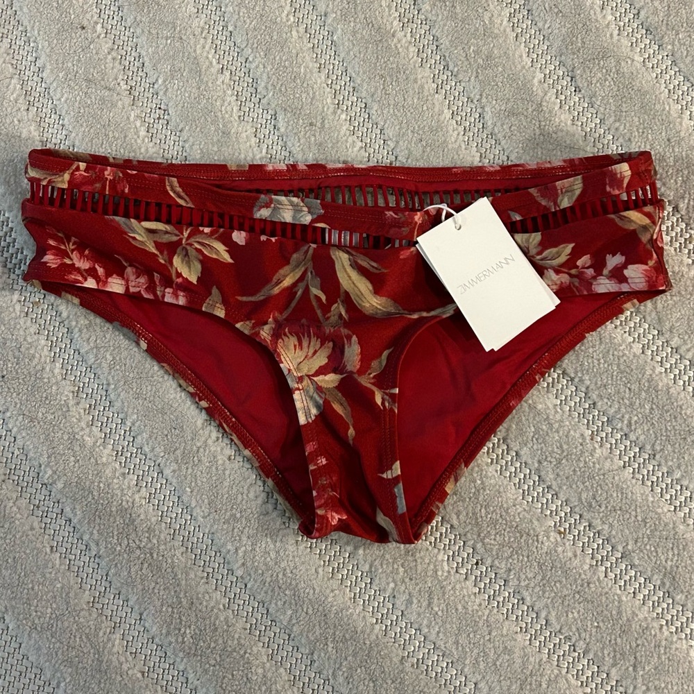 NWT Zimmermann Red Floral Swimsuit Bikini Top and Bottom Set - Size 2; US 6-8 - Picture 8 of 12
